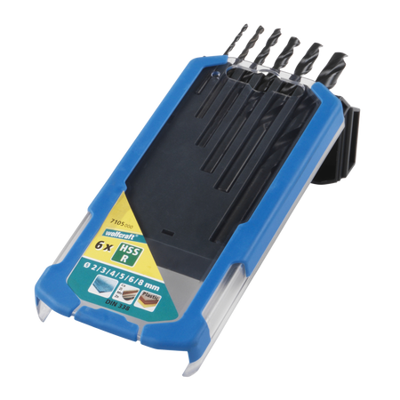 HSS Metal Drill Bit Set, rolled, Ø 2–8 mm, 6 Pcs.