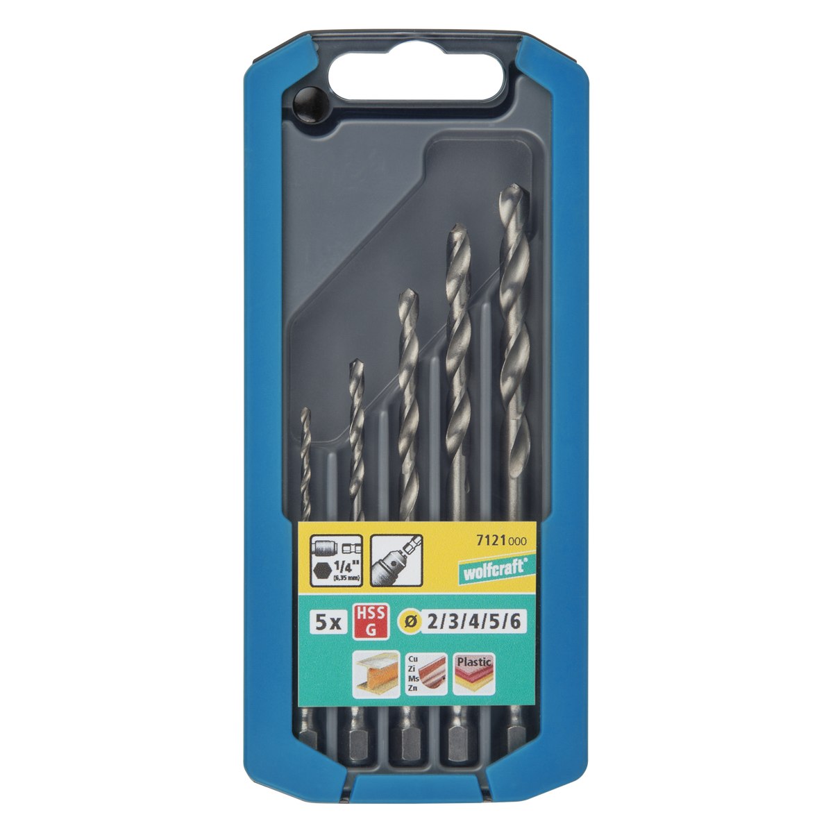 HSS Metal Drill Bit Set ground, Hexagon Shank, Ø 2–6 mm, 5 Pcs.