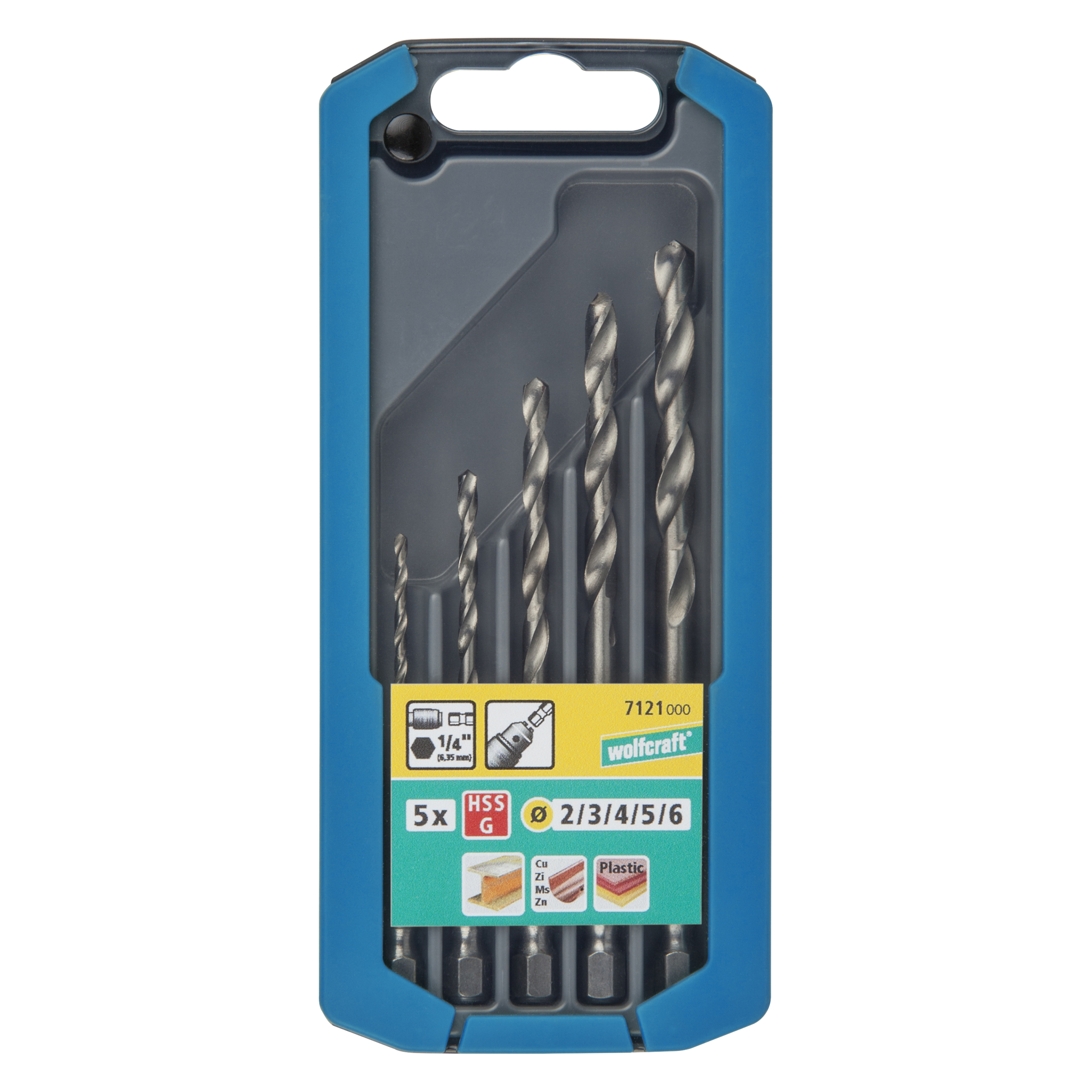 HSS Metal Drill Bit Set ground, Hexagon Shank, Ø 2–6 mm, 5 Pcs.