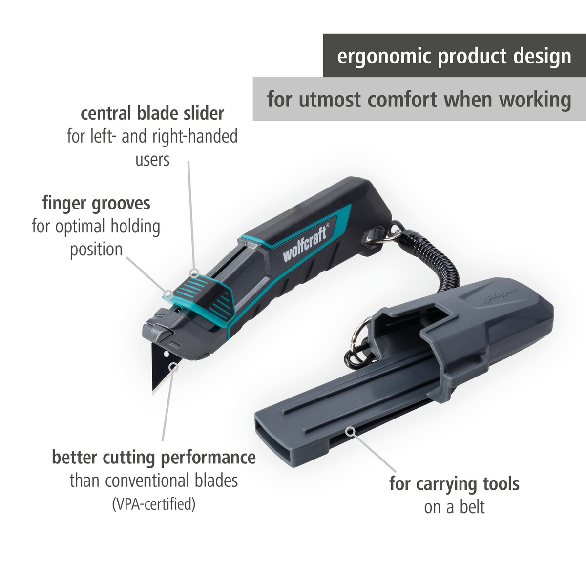 Trapezium Blade Knife PRO SAFETY with Sheath (en)