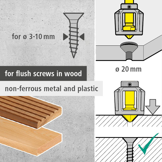 Countersink with Depth Stop, Hexagon Shank (en)