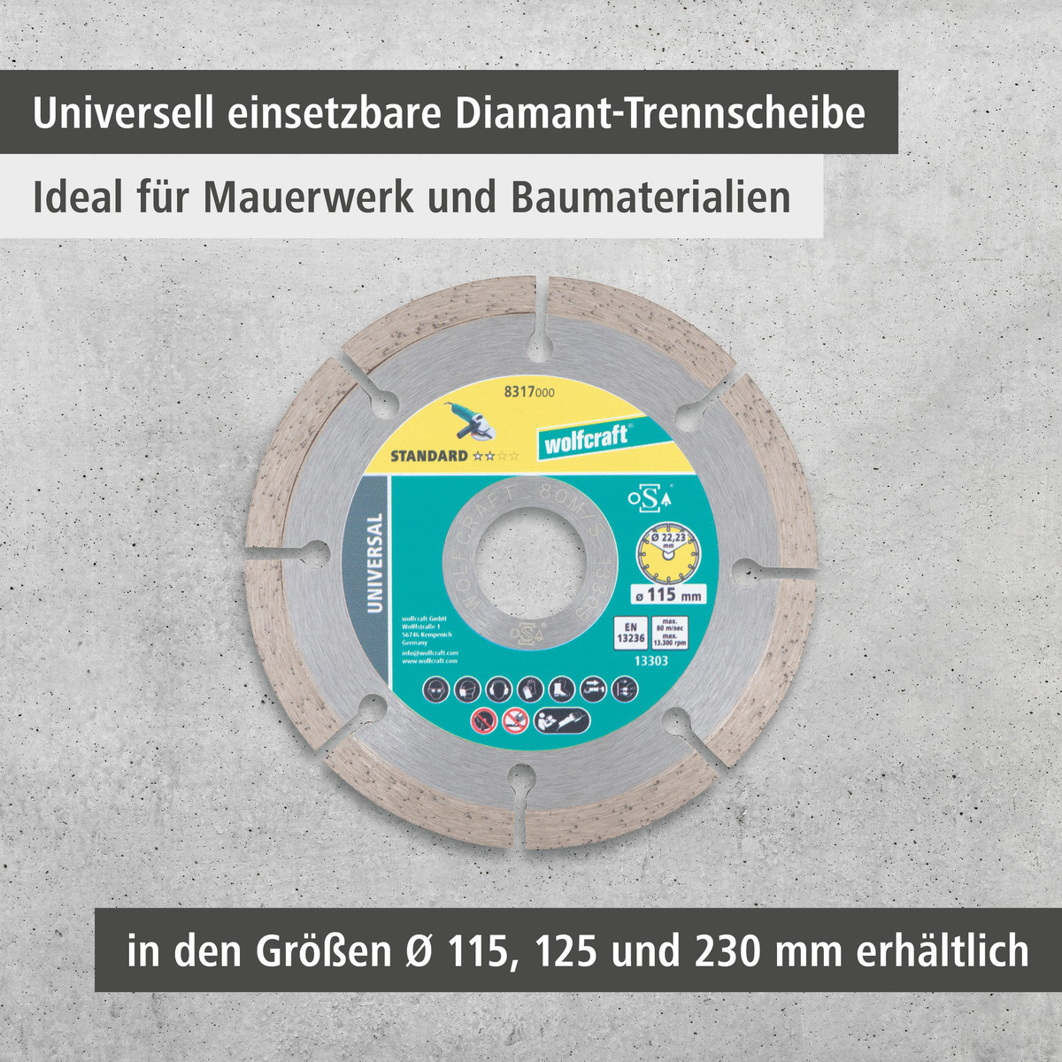 SOLID UNIVERSAL Diamond Cutting Disc, Ø 115 mm (de)
