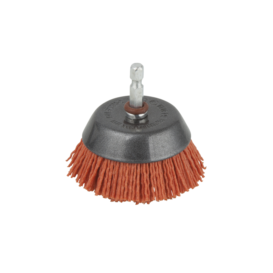 Nylon Wire Cup Brush, aggressive, Ø 65 mm, Hexagon Shank