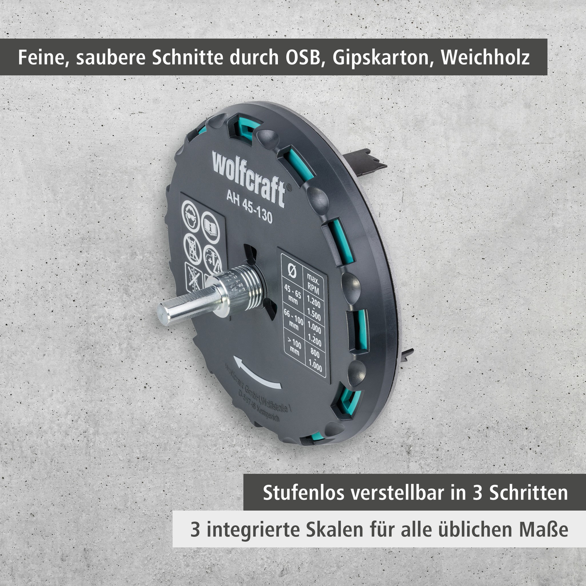Adjustable Hole Saw, Ø 45–130 mm (de)