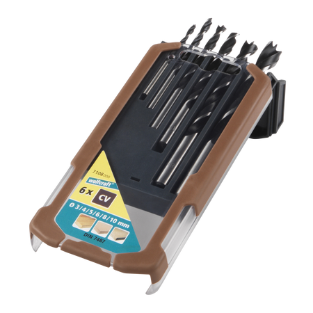 CV Wood Twist Drill Bit Set, Ø 3–10 mm, 6 Pcs.