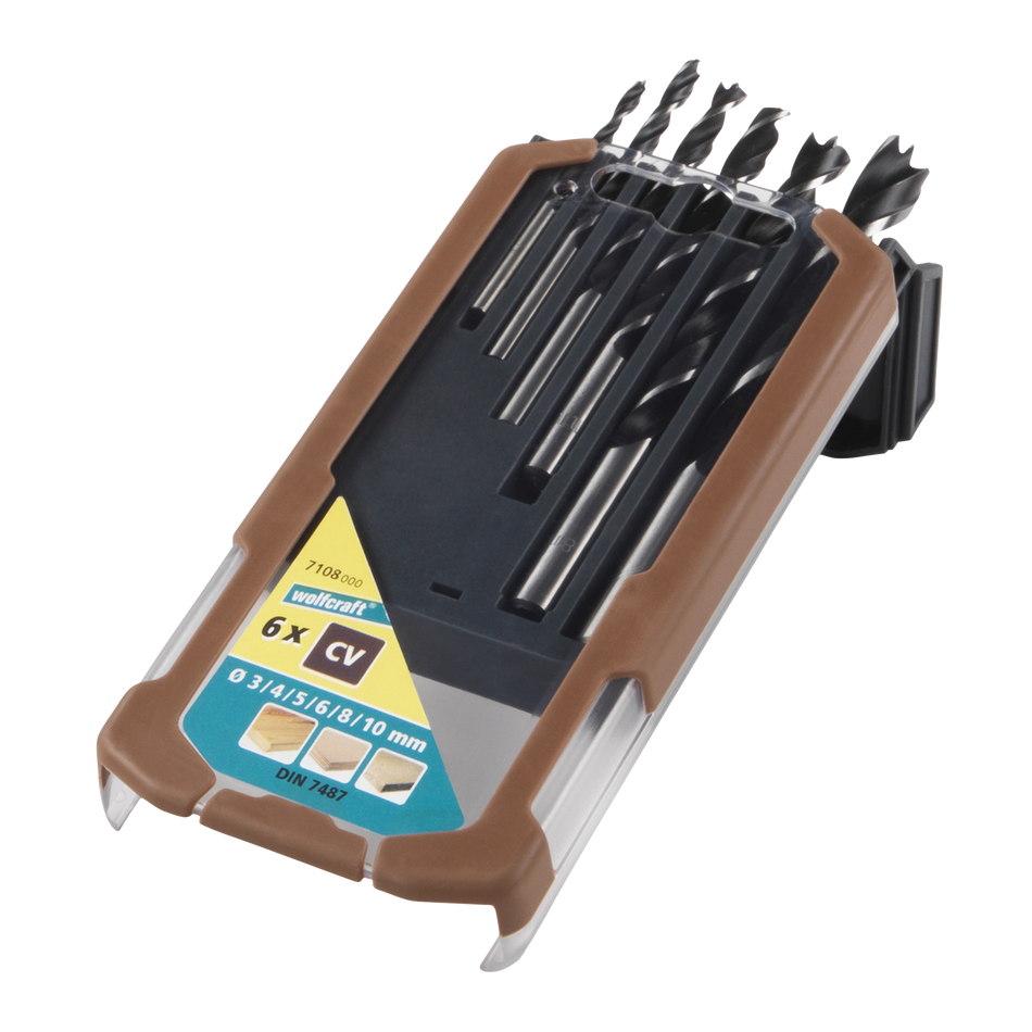 CV Wood Twist Drill Bit Set, Ø 3–10 mm, 6 Pcs.