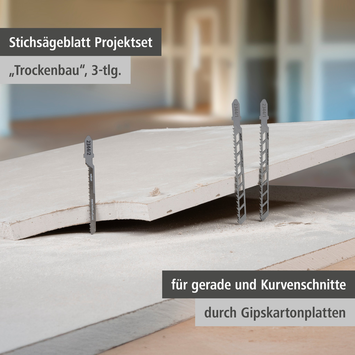 Jigsaw Blade Project Set for Drywall, 3 Pcs. (de)