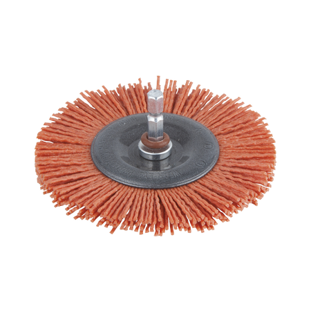 Nylon Wire Wheel Brush, aggressive, Ø 100 mm, Hexagon Shank