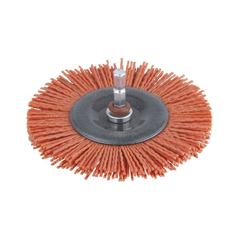 Nylon Wire Wheel Brush, aggressive, Ø 100 mm, Hexagon Shank