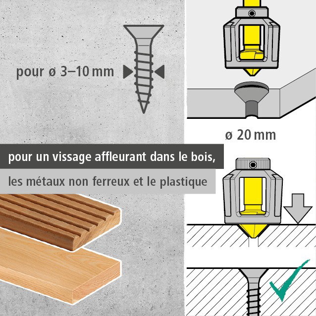 Conical Countersink with Depth Stop, Hexagon Shank