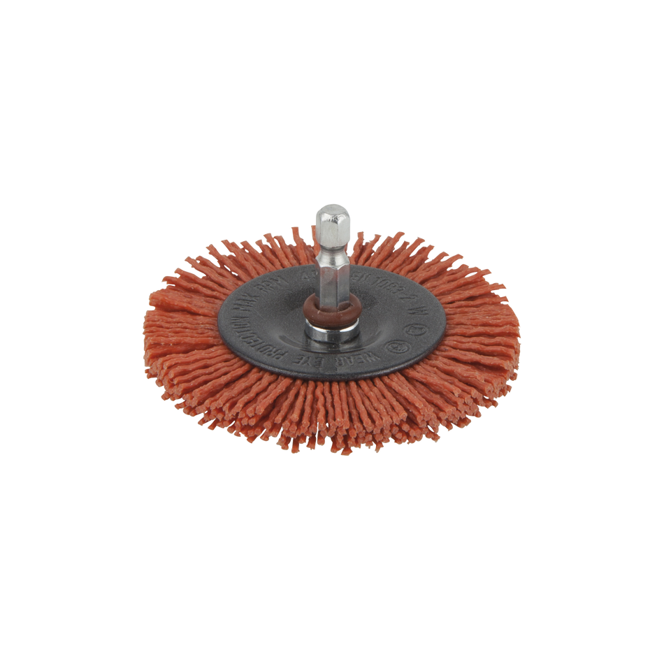Nylon Wire Wheel Brush, aggressive, Ø 75 mm, Hexagon Shank