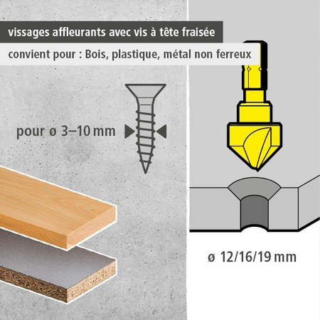 Tool Steel Countersink Set 3 Pcs., Hexagon Shank (fr)
