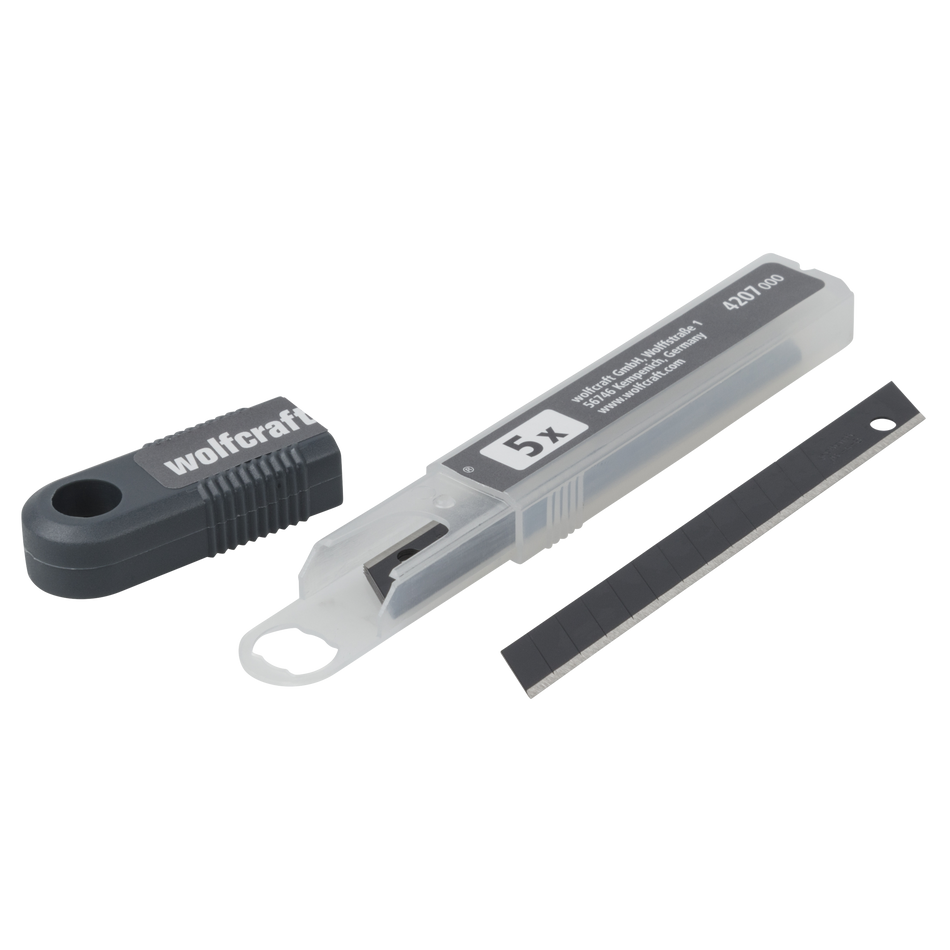 5 Professional Sharp Snap-Off Blades 9 mm Black
