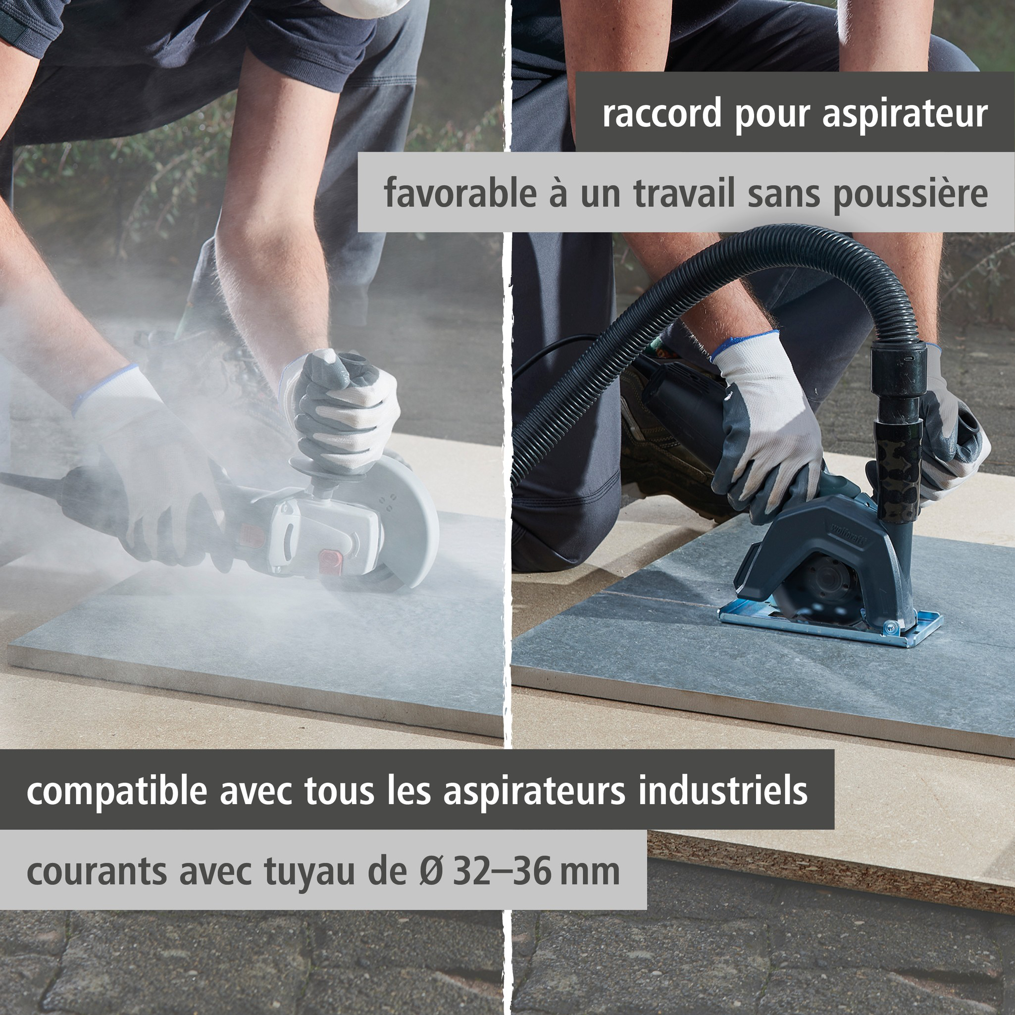 Extraction Hood With Guide Block for Angle Grinder