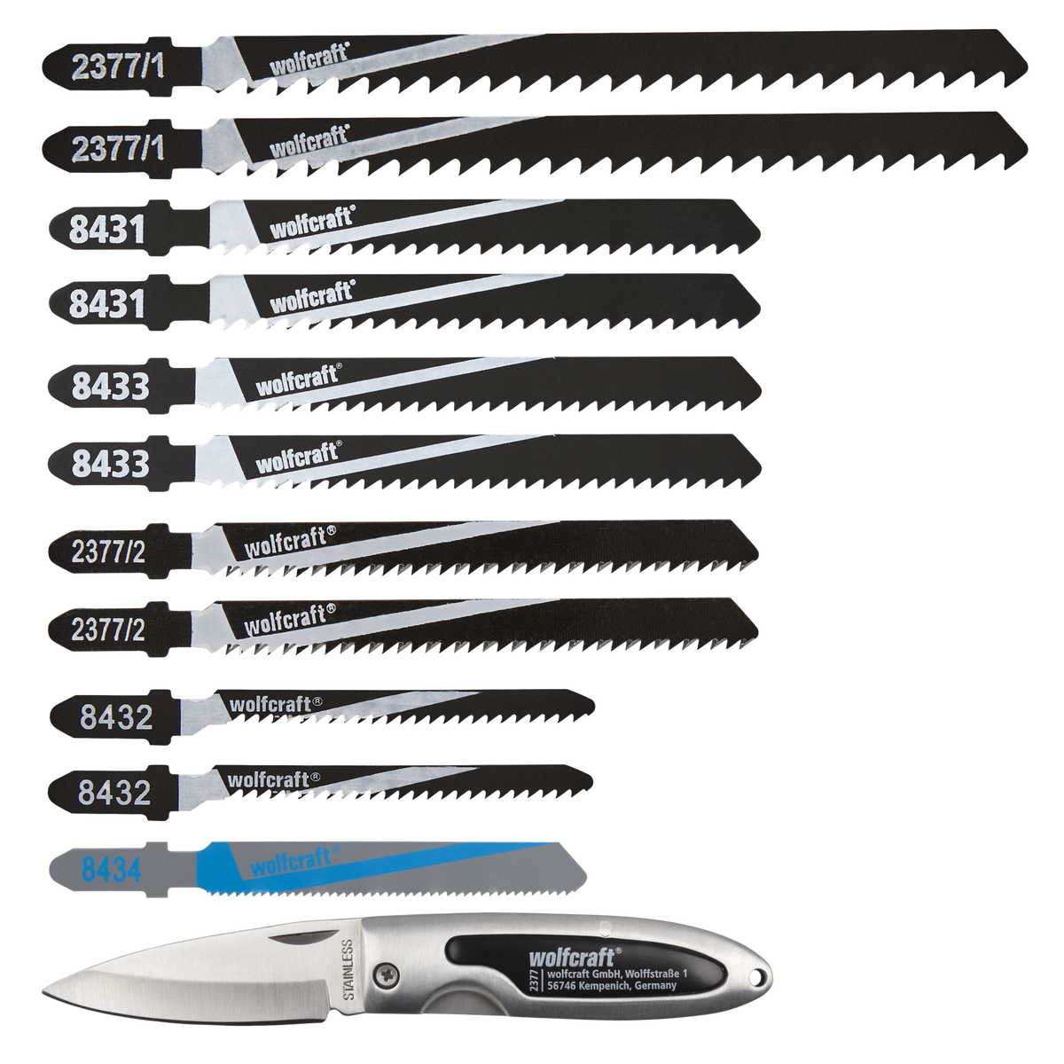 Jigsaw Blade Set, T-Shank, 12 Pcs.