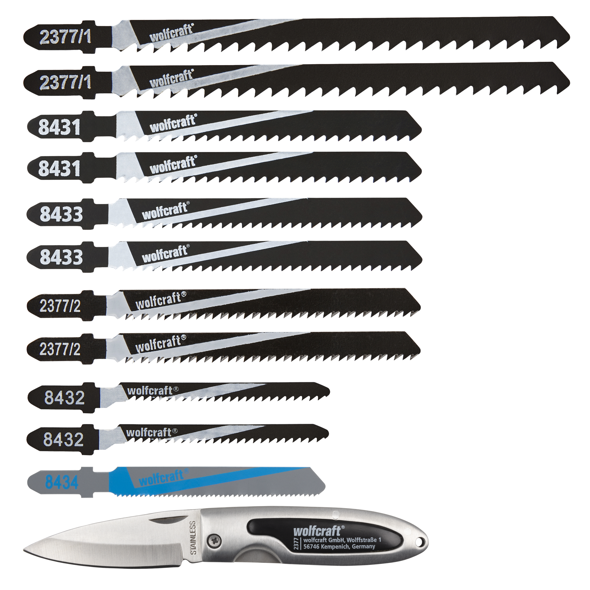 Jigsaw Blade Set, T-Shank, 12 Pcs.