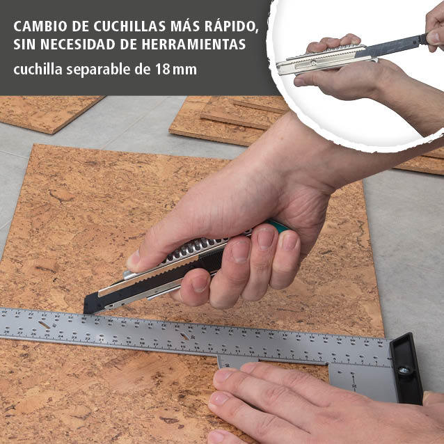 Metal Snap-Off Blade Knife, 18 mm, “Profi-Sharp” Black Blade (es)
