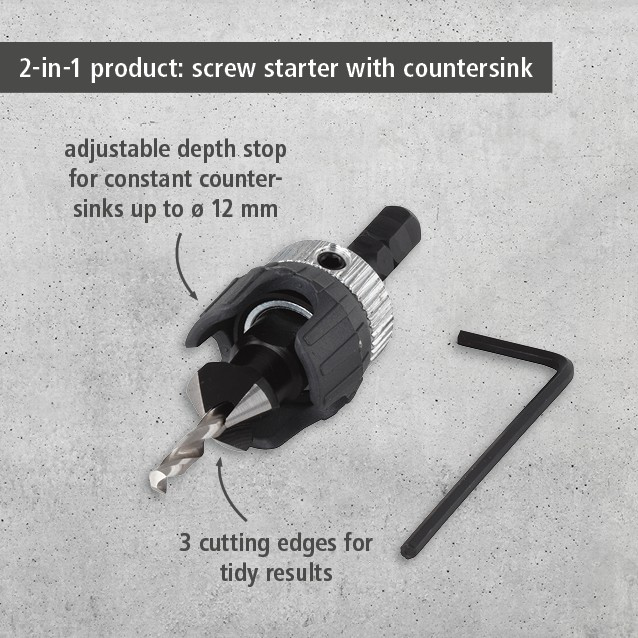 Screw Starter With Countersink and Depth Stop, Ø 4–5 mm (en)