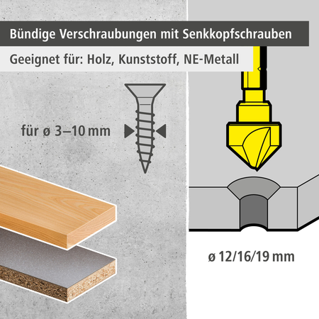 Tool Steel Countersink Set 3 Pcs., Hexagon Shank (de)
