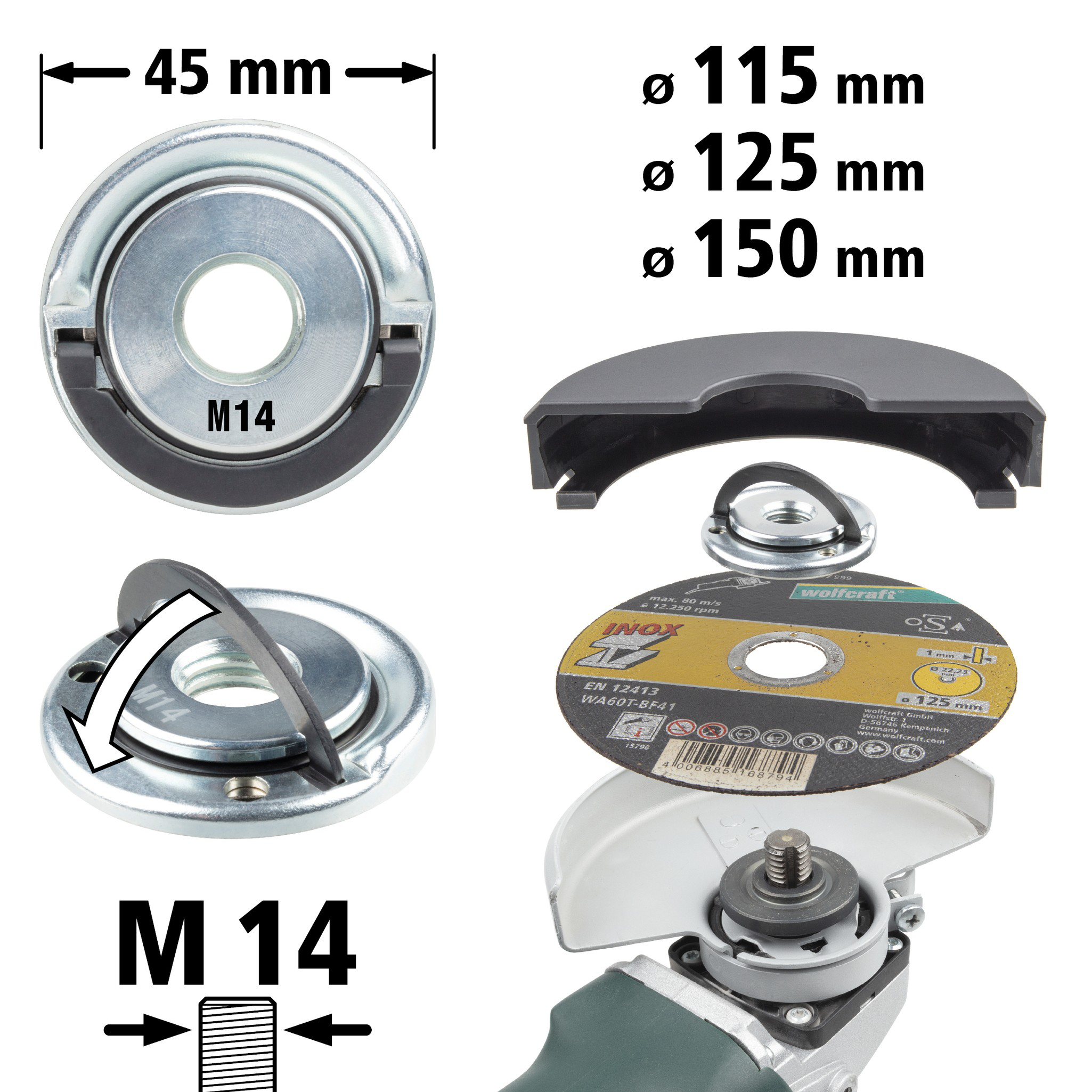Quick-Action Clamping Nut for Angle Grinders