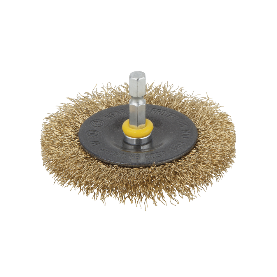 Brass Wire Wheel Brush, Ø 75 mm, Hexagon Shank