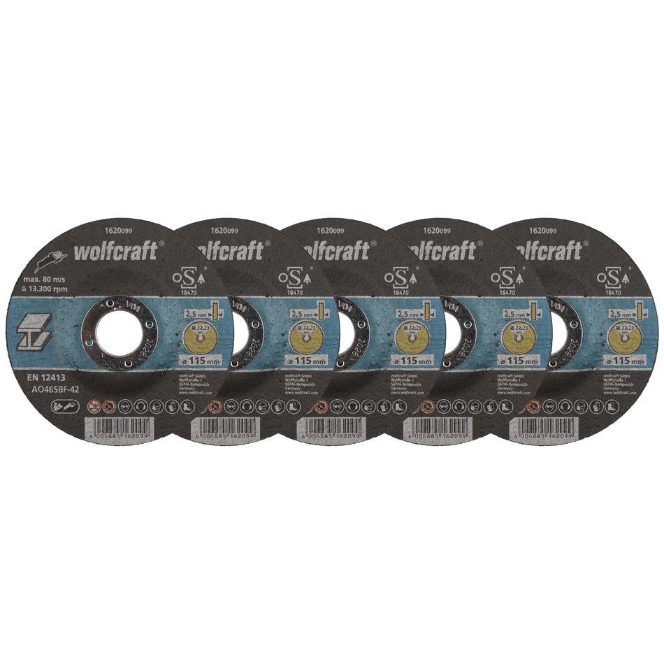 5 Cutting Discs for Metal, depressed centre, Ø 115 mm