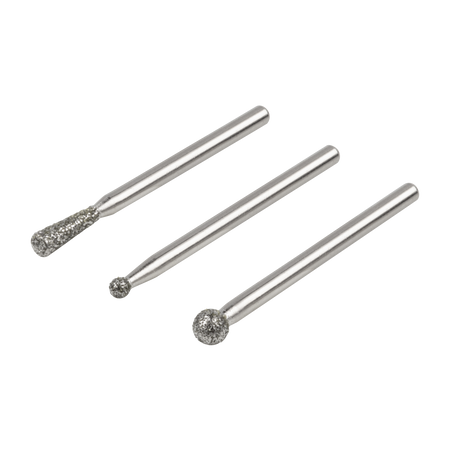 Diamond Mounted Point Set, Spherical and Tapered, 3 Pcs.