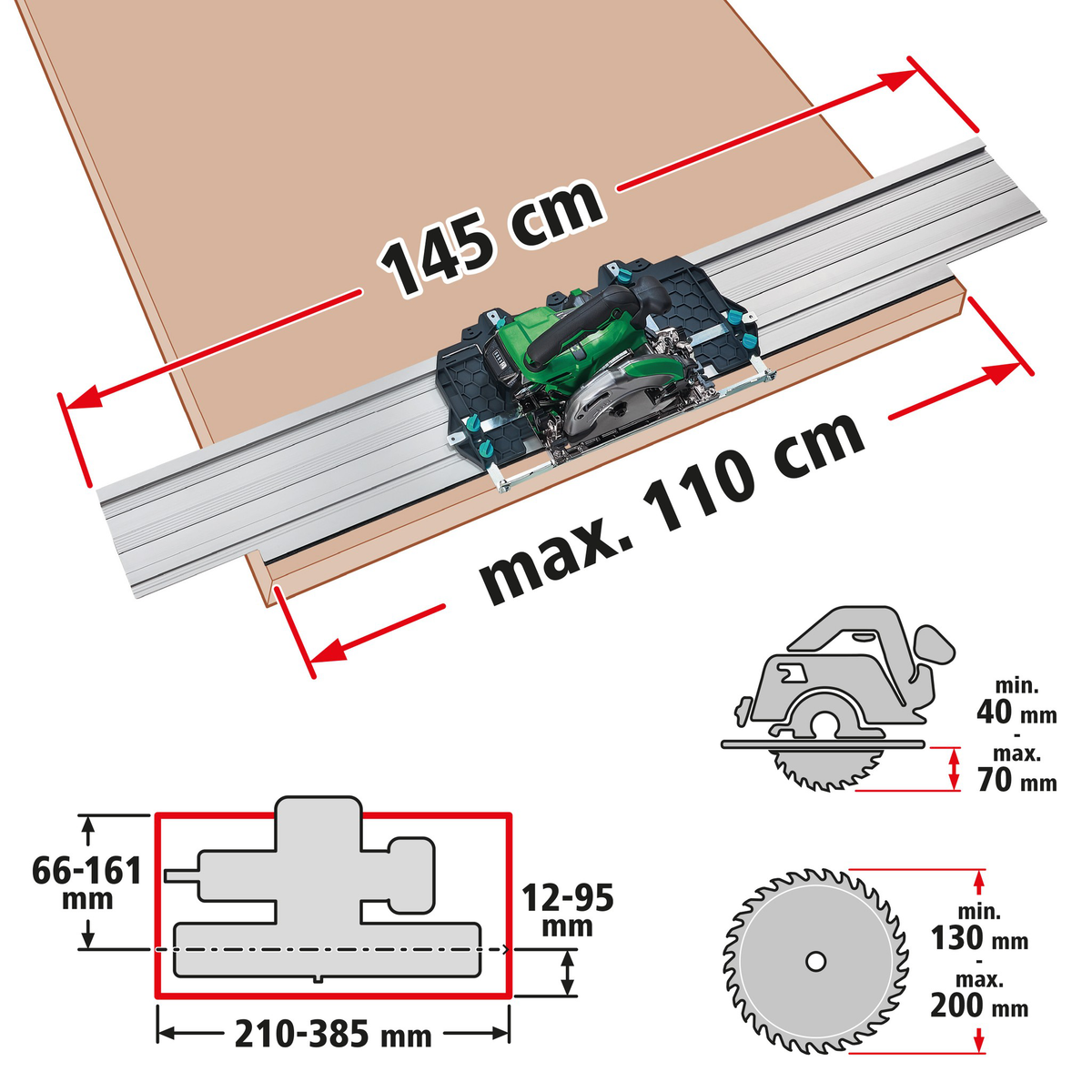 Guide Rail FKS 145 for Circular Hand Saws - Image 2