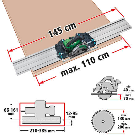 Guide Rail FKS 145 for Circular Hand Saws - Image 2