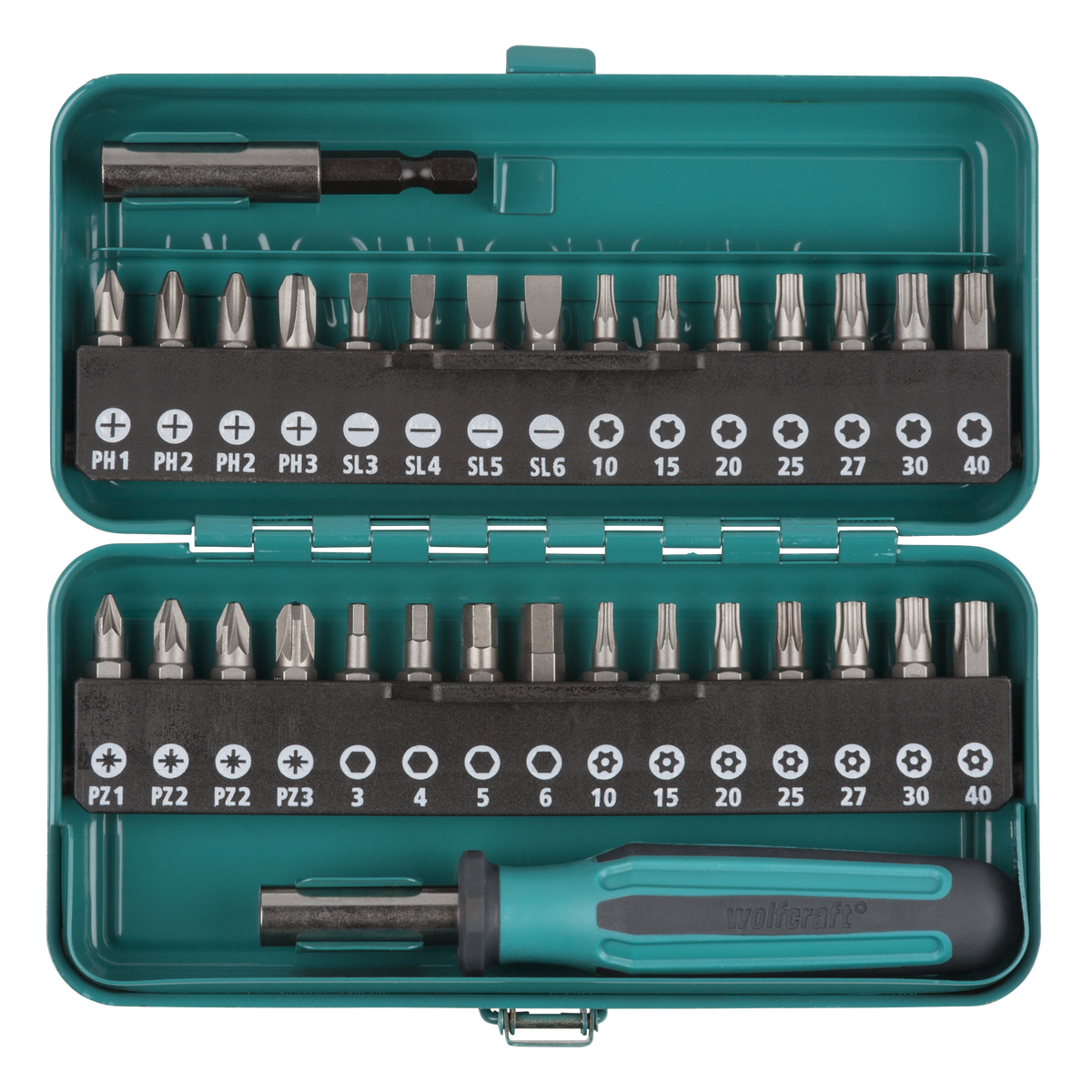 Bit Box Flat / Crosshead (PH/PZ) / TORX® (T) / TORX® With Bore Hole / Hexagonal, 32 Pcs.