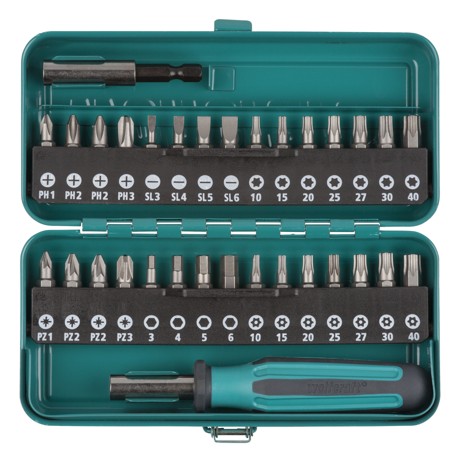 Bit Box Flat / Crosshead (PH/PZ) / TORX® (T) / TORX® With Bore Hole / Hexagonal, 32 Pcs.