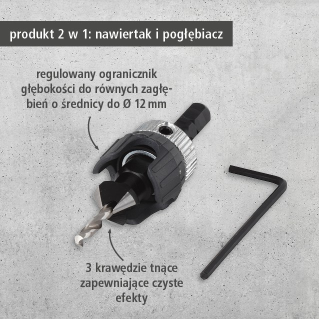 Screw Starter With Countersink and Depth Stop, Ø 4–5 mm (pl)