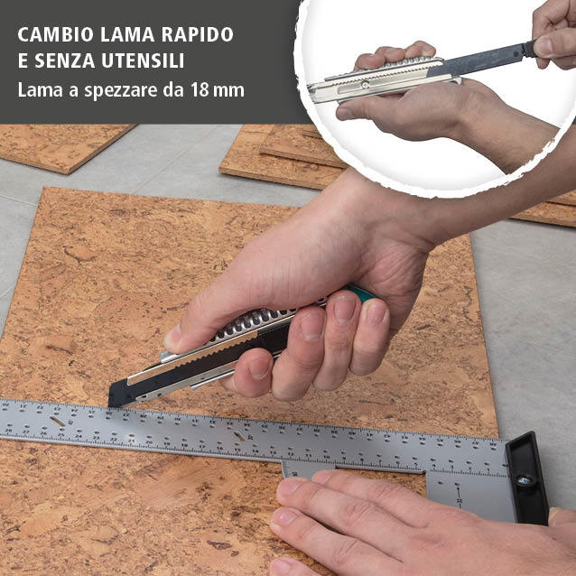 Metal Snap-Off Blade Knife, 18 mm, “Profi-Sharp” Black Blade (it)