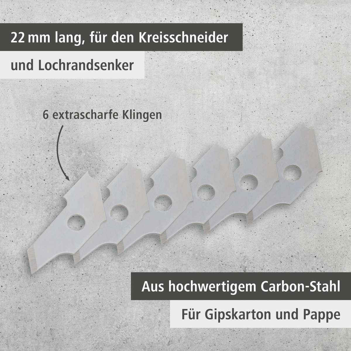 6 Replacement Blades, 22 mm (de)