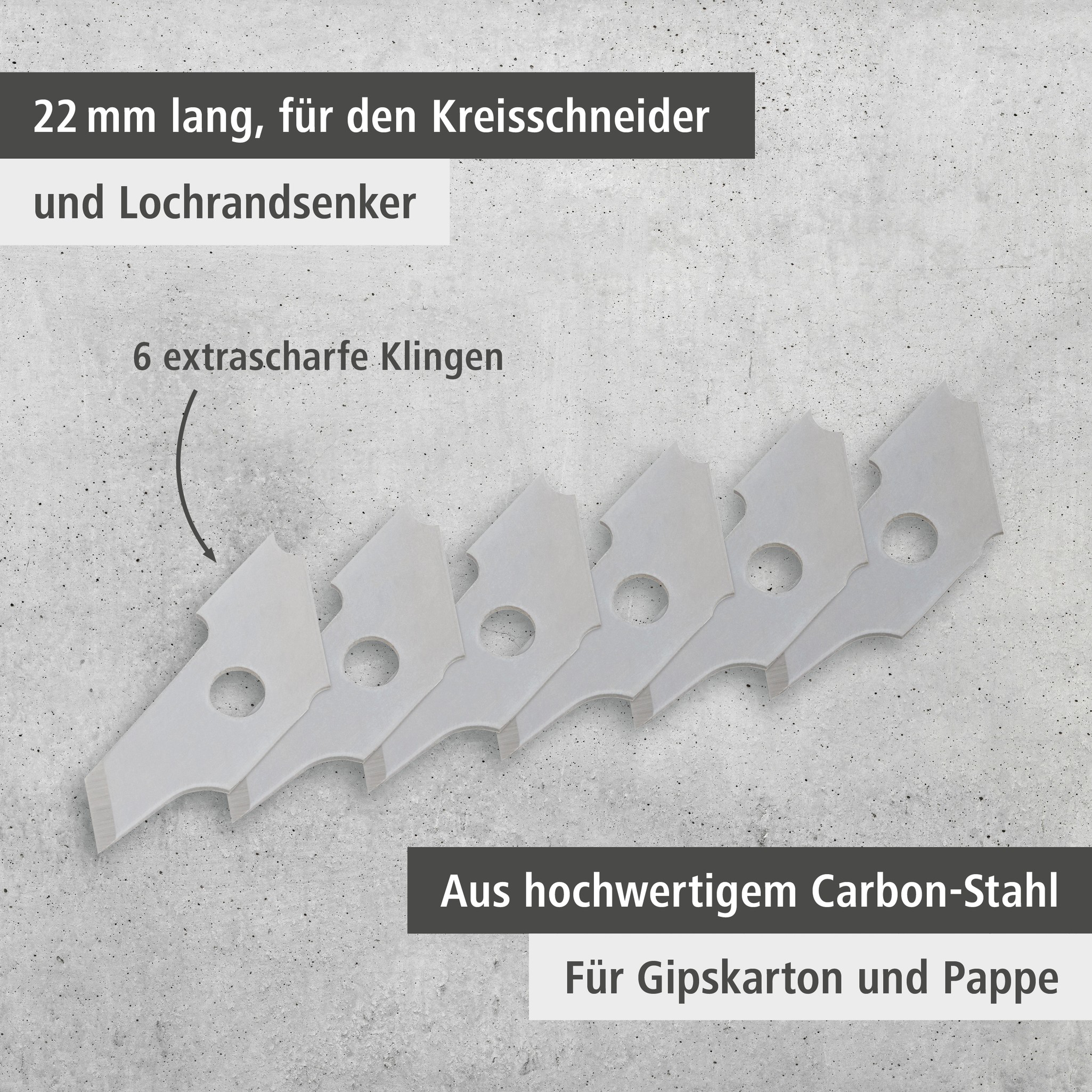 6 Replacement Blades, 22 mm (de)