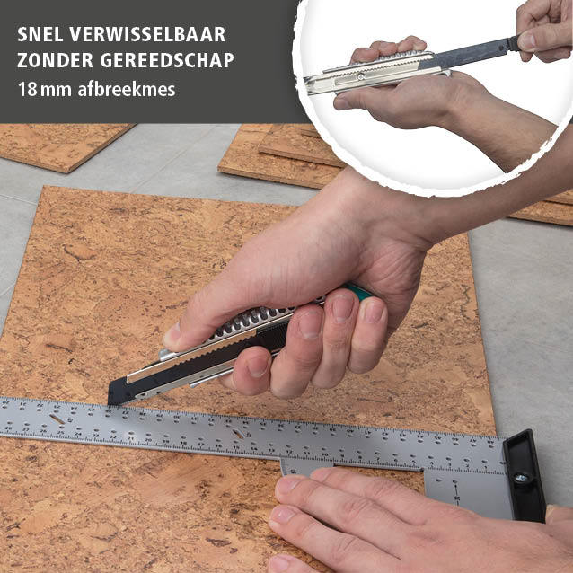 Metal Snap-Off Blade Knife, 18 mm, “Profi-Sharp” Black Blade (nl)