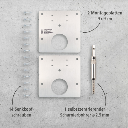 Repair Set for Cup Hinge – Door Side, 17 Pcs. (de)