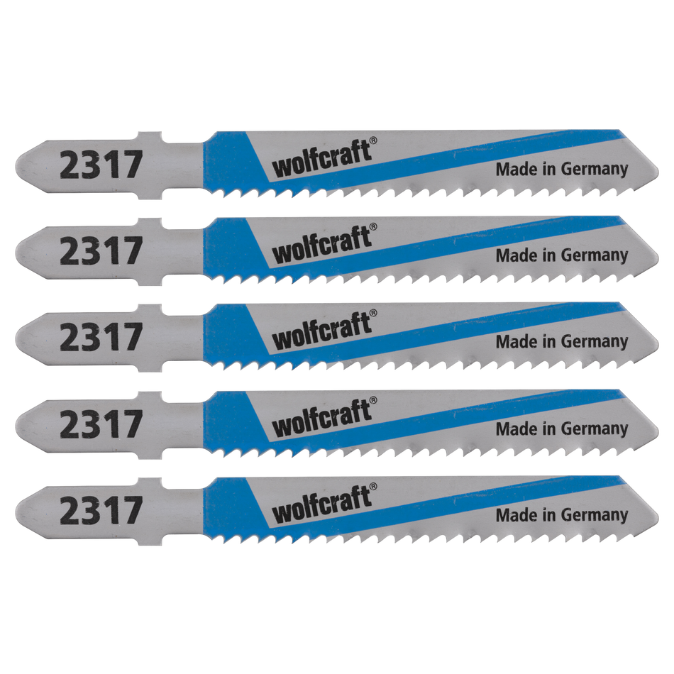 5 HSS Jigsaw Blades; T-shank; sheet steel, aluminium