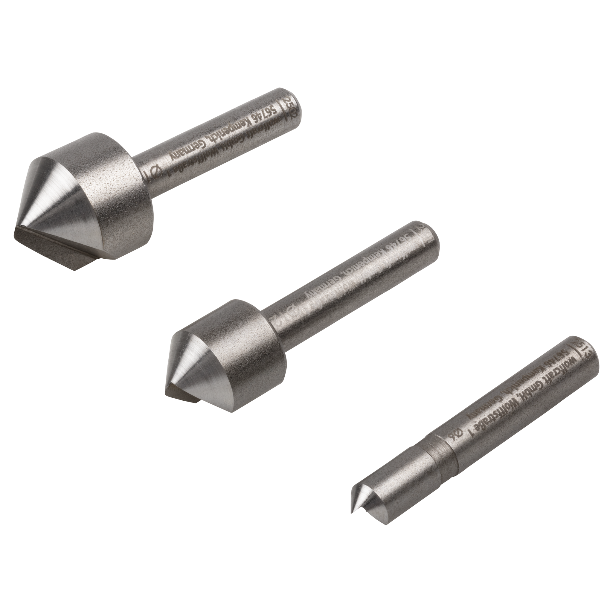 Tool Steel Countersink Set 3 Pcs., Round Shank
