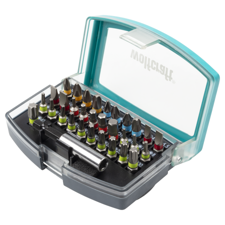 Bit Box, Flat-Slotted / Crosshead (PH/PZ) / TORX® (T) / Hexagonal, 32 Pcs.