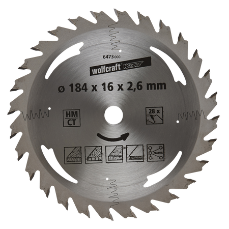 TC Circular Hand Saw Blade, silver series, Ø 184 mm
