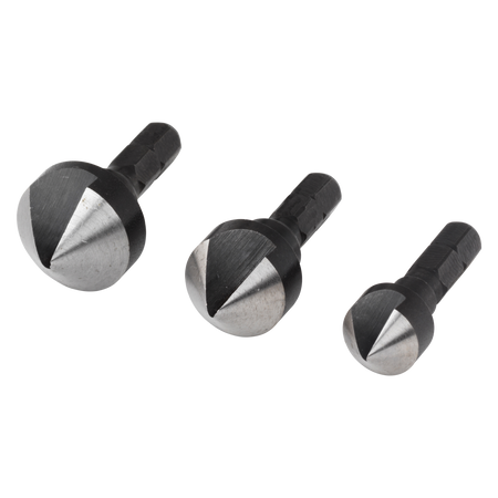 Tool Steel Countersink Set 3 Pcs., Hexagon Shank