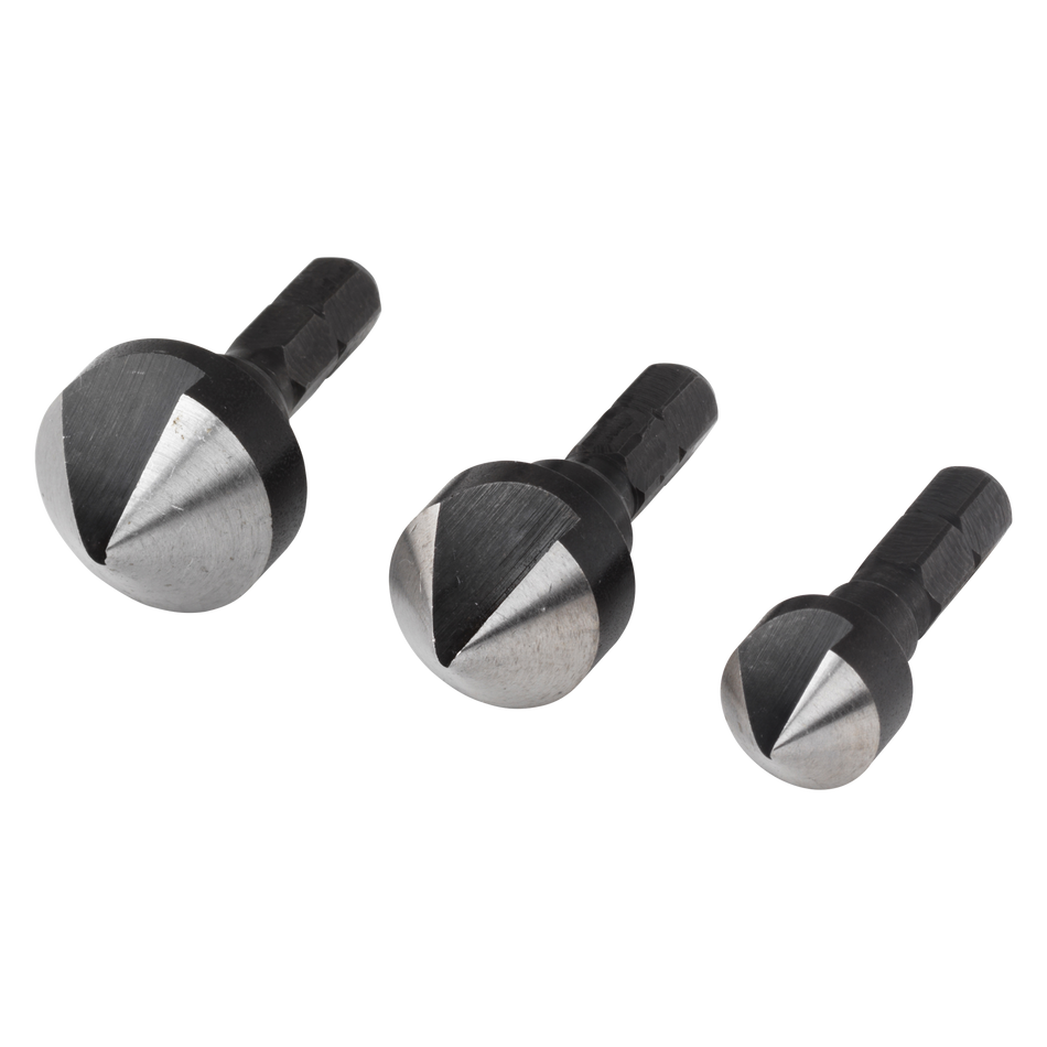 Tool Steel Countersink Set 3 Pcs., Hexagon Shank