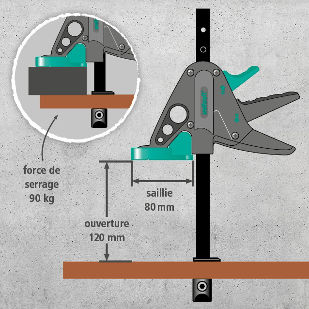PRO 65-150-W Work Table Clamp (fr)