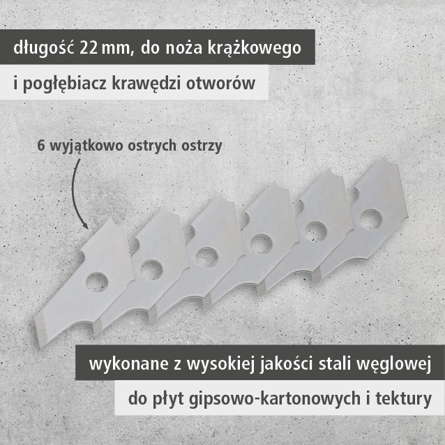 6 Replacement Blades, 22 mm (pl)