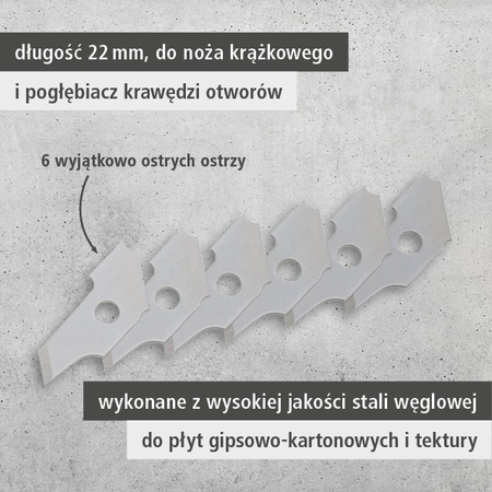 6 Replacement Blades, 22 mm (pl)
