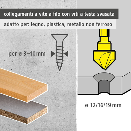 Tool Steel Countersink Set 3 Pcs., Hexagon Shank (it)