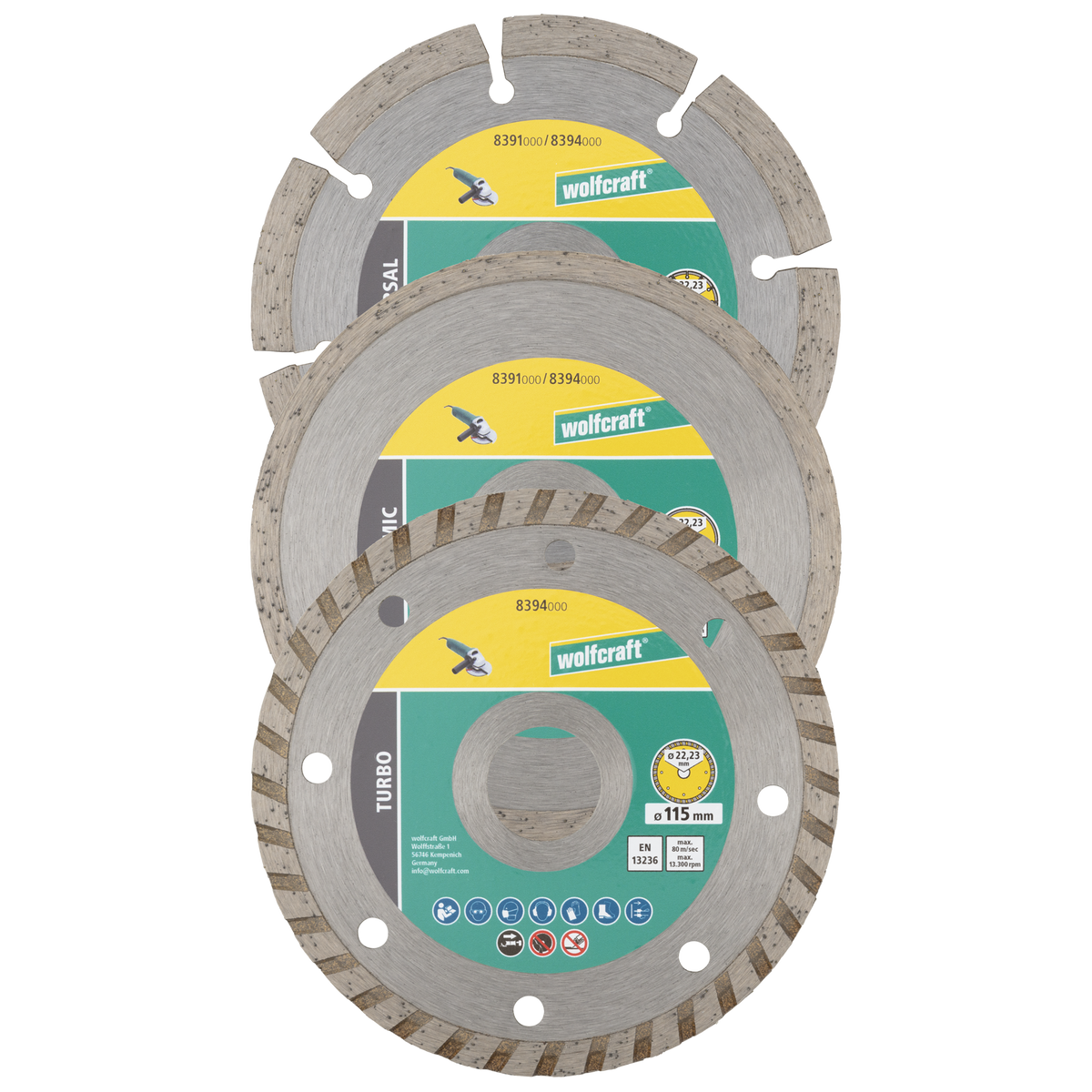 Diamond Cutting Disc Set, Ø 115 mm, 3 Pcs.