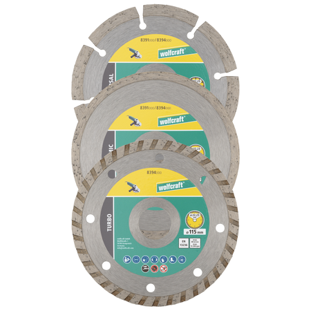 Diamond Cutting Disc Set, Ø 115 mm, 3 Pcs.