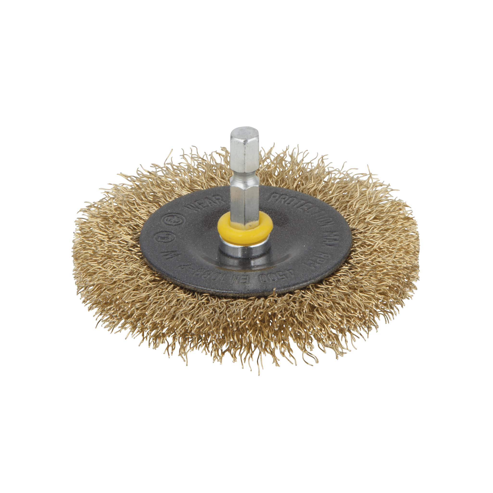 Brass Wire Wheel Brush, Ø 75 mm, Hexagon Shank
